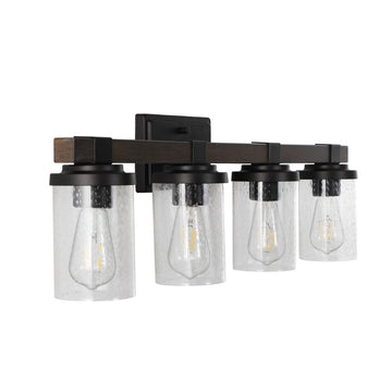 Bungalow Iron/Seeded Glass Rustic Farmhouse LED Vanity Light